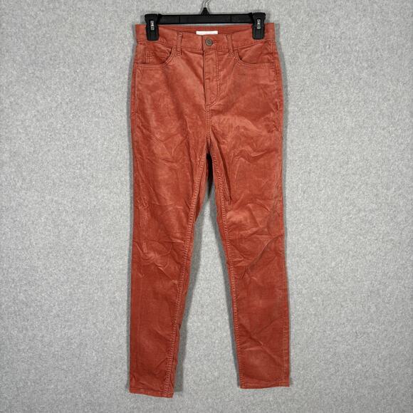Loft Pants Womens 2 Orange Coral Velvet Soft Academia Career Office Quiet Luxury - Picture 1 of 10